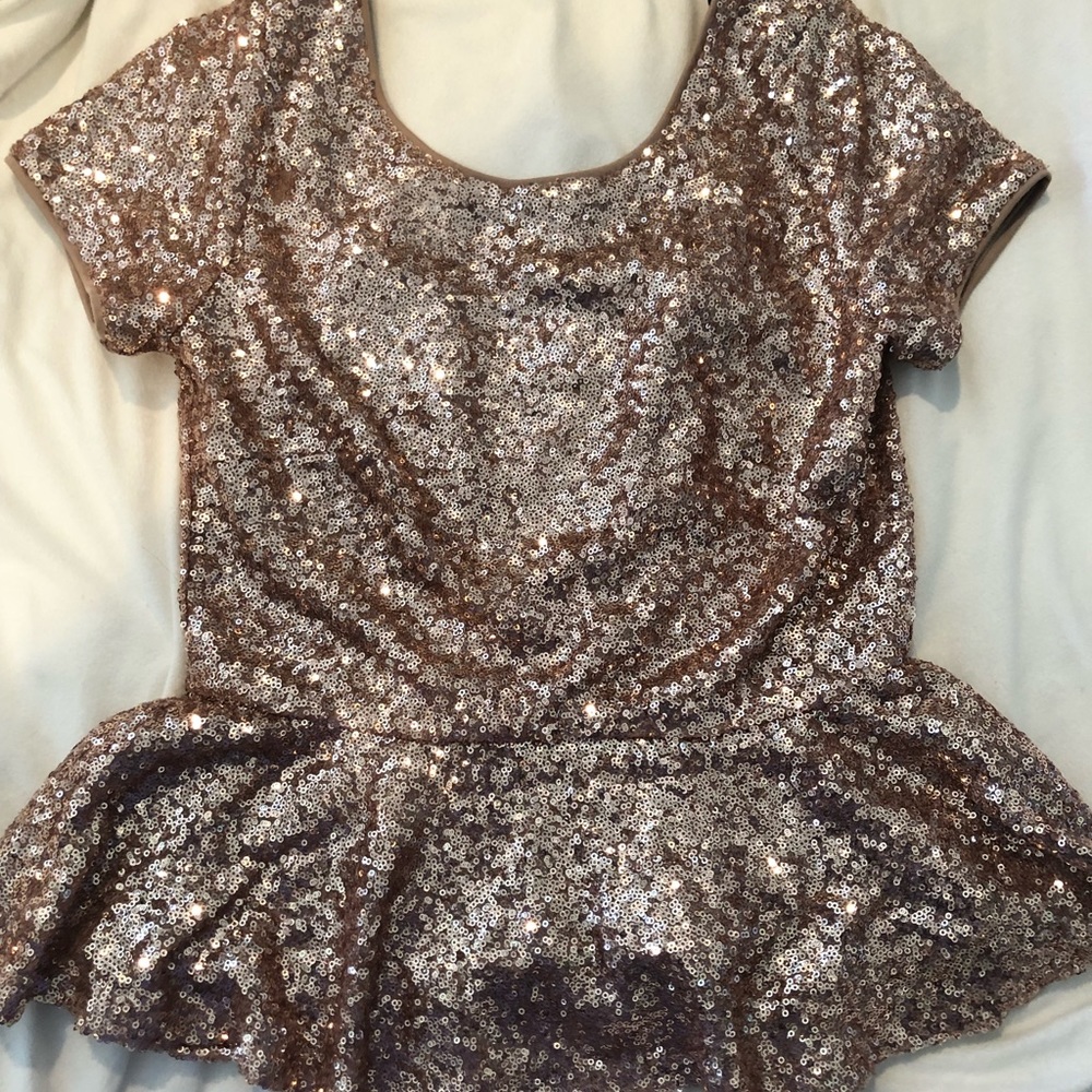 Medium Rose Gold Sequin Peplum top